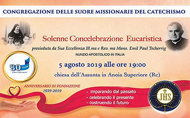 Ottantesimo anniversario di fondazione della Congregazione delle Suore Missionarie del Catechismo