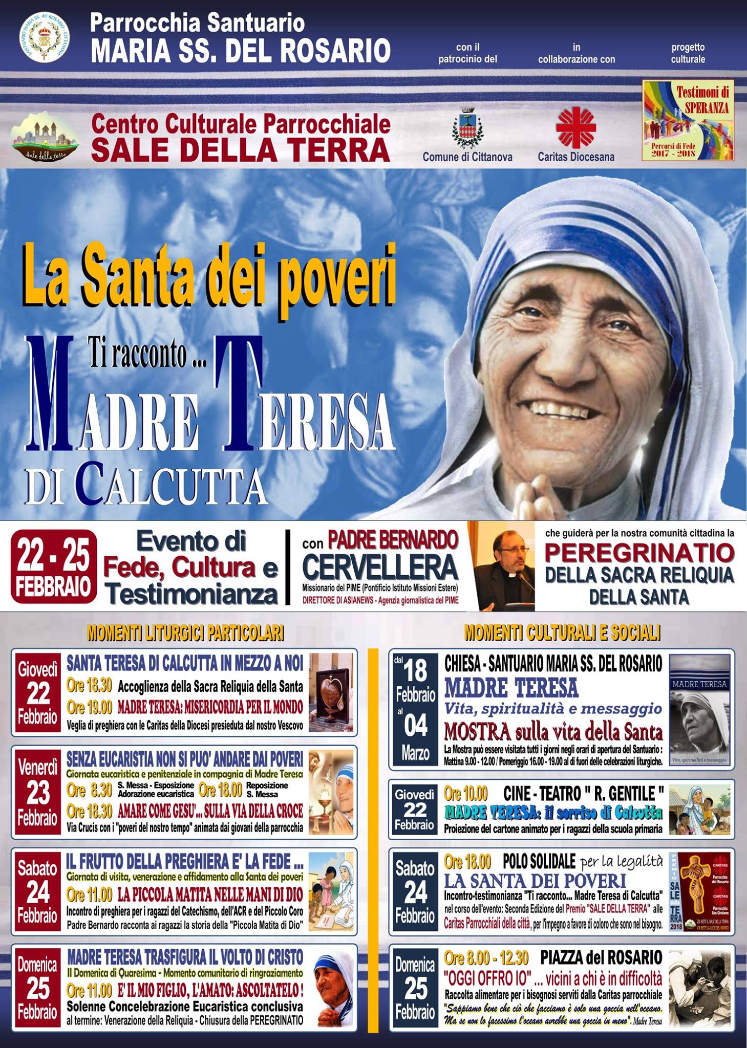 ‘Ti racconto Madre Teresa’. Evento di fede e cultura nella parrocchia ‘Maria Ss. del Rosario’ di Cittanova
