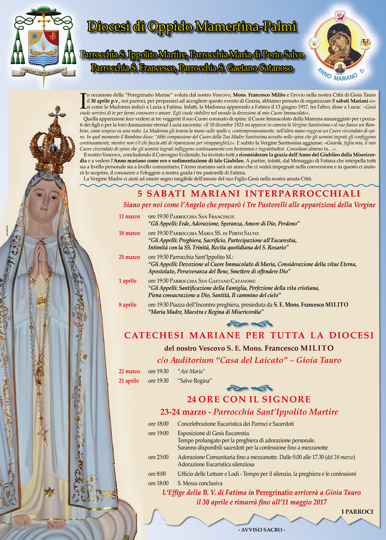 I 5 sabati Mariani interparrocchiali e le 24 ore con il Signore