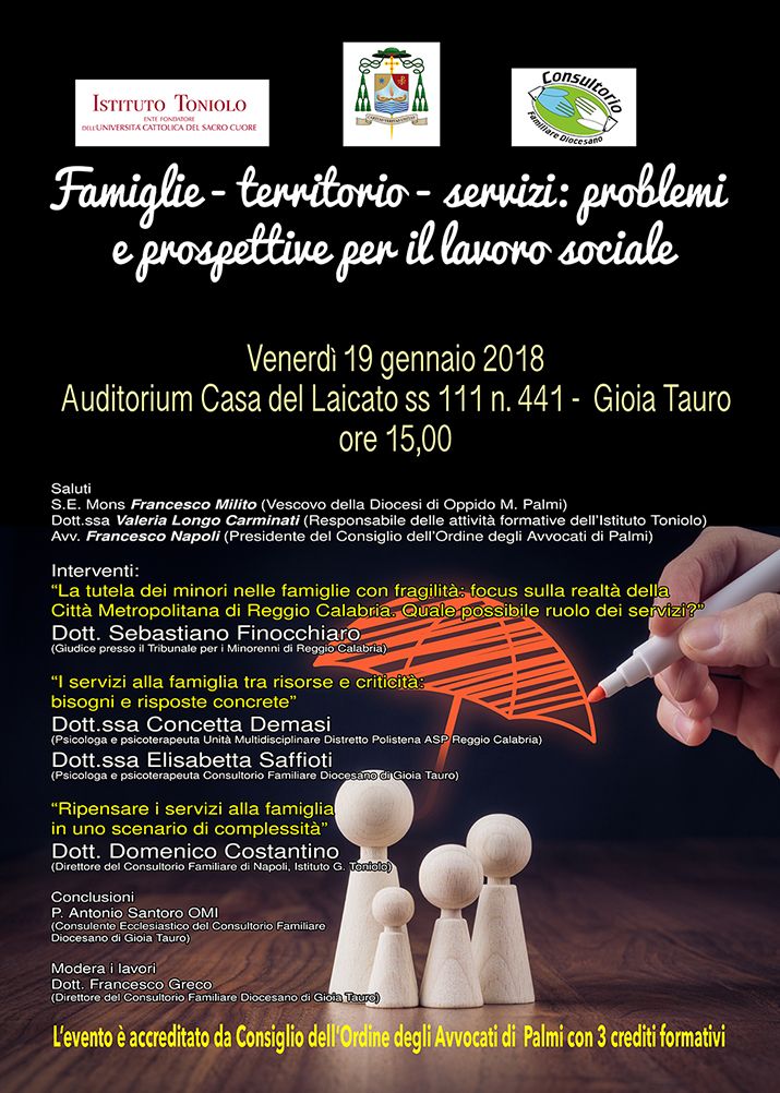 ‘Famiglia, territorio e servizi: problemi e prospettive del lavoro sociale’ il titolo del convegno a cura del Consultorio familiare diocesano