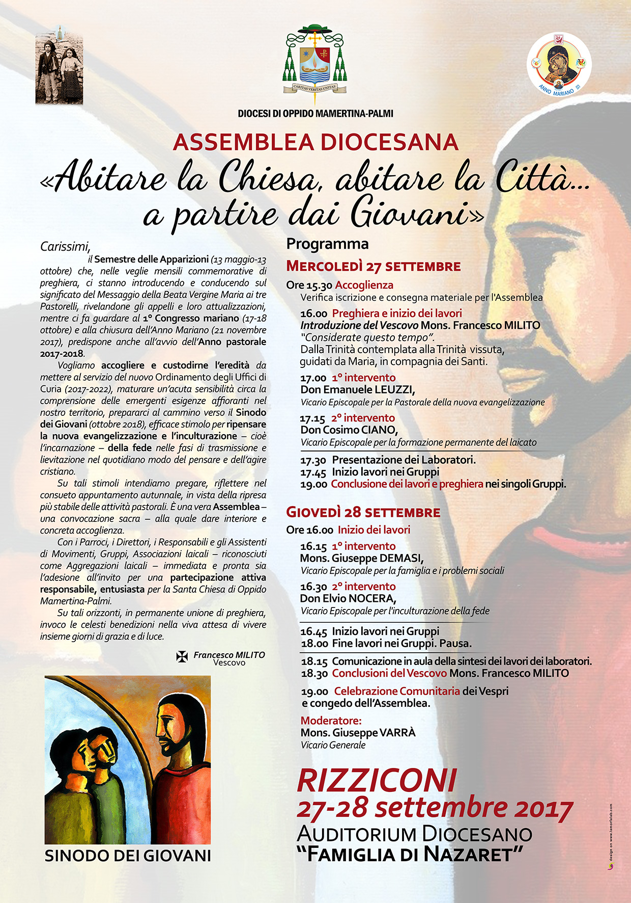 Assemblea Diocesana – “Abitare la Chiesa, abitare la Città…a partire dai Giovani” – 27/28 Settembre 2017