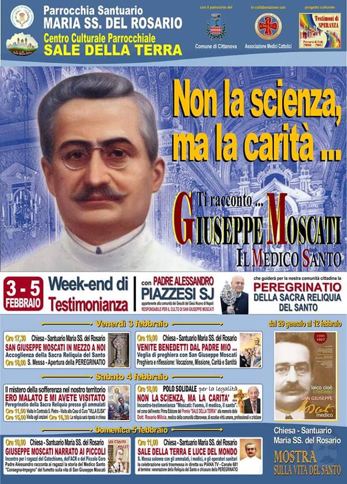 ‘Ti racconto Giuseppe Moscati’ a cura del Centro culturale della parrocchia ‘Maria Ss. del Rosario’ in Cittanova