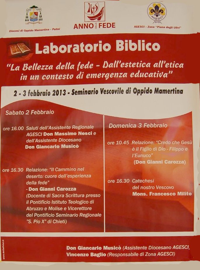 Laboratorio Biblico A.G.E.S.C.I. – Zona “Piana degli Ulivi”