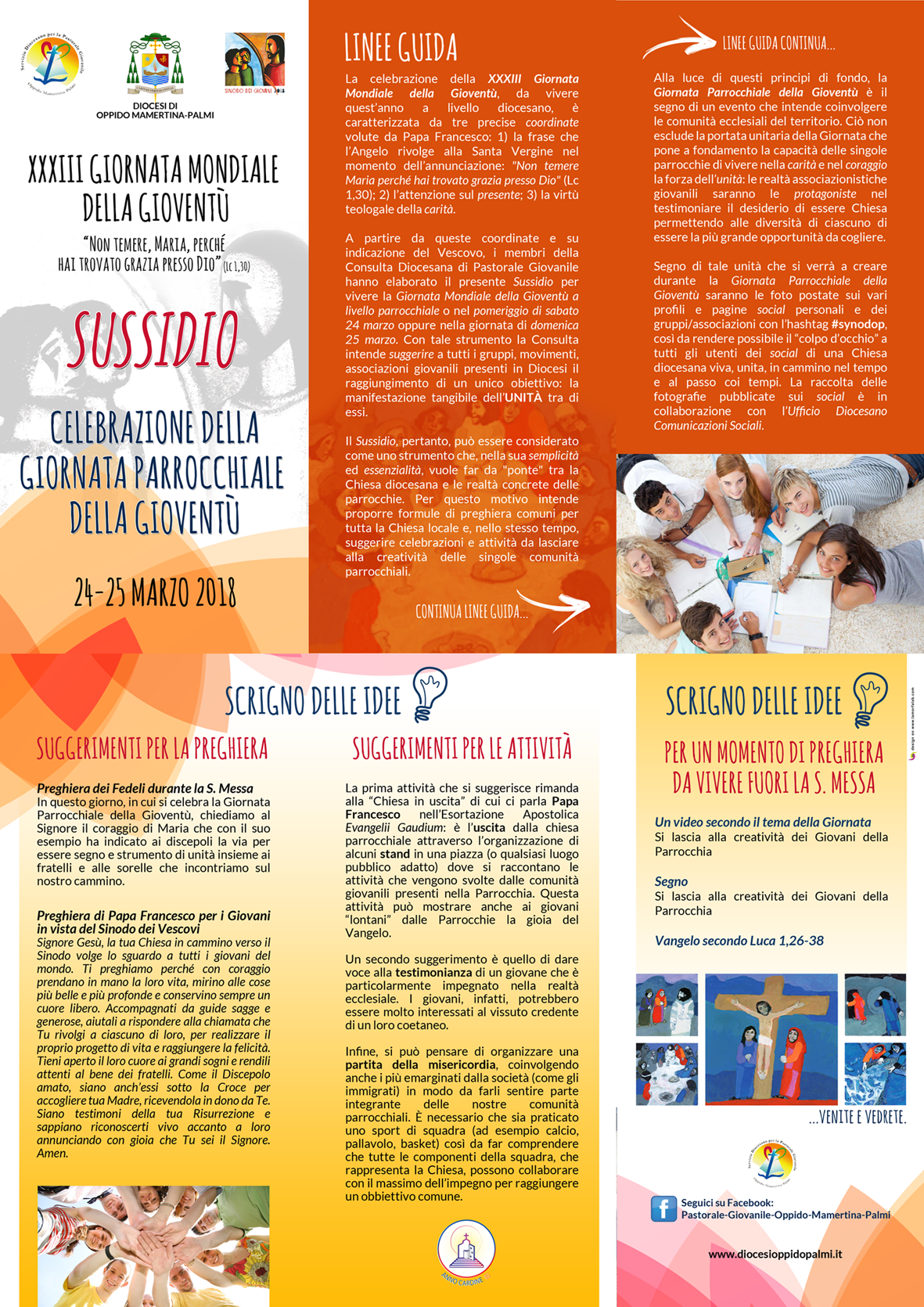 La Pastorale Giovanile diocesana lancia la Giornata della Gioventù parrocchiale. Scarica il sussidio